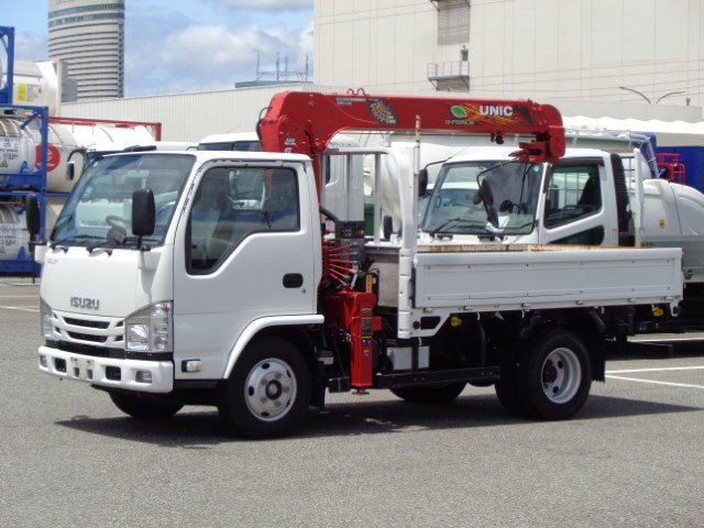 H30 いすゞエルフ クレーン付き平ボディ 3段フックイン